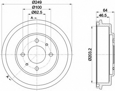HELLA PAGID 8dt355302691 -  Тормозной барабан